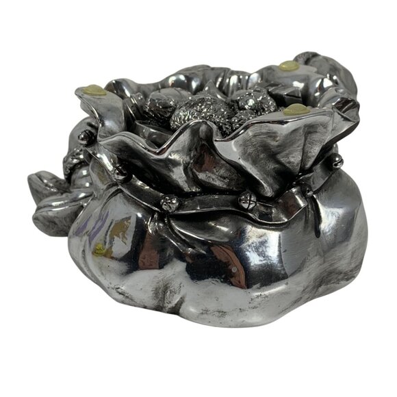 Silver-Tone Intricate Lounging Santa Claus Toy Sack Figurine Paperweight Holiday - Picture 5 of 9